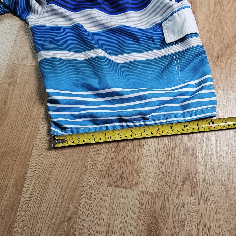 OP Ocean Pacific Swim Trunks Mens Large L Blue Striped Board Shorts Cargo Pocket - Picture 9 of 10